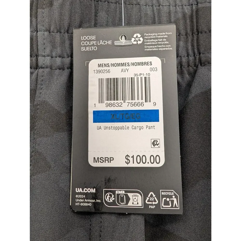 NWT Under Armour UA Unstoppable Men's Cargo Pants in Black Camo size XL